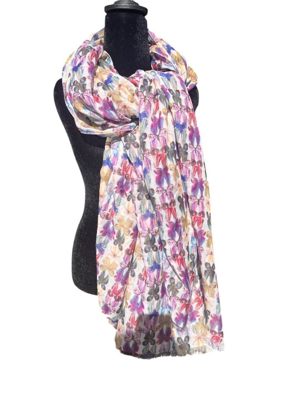 Butterfly Print Lightweight Scarf Wrap Shawl Large Multicolor 80.5"x39"